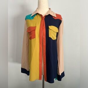 Color block button down blouse Joy Joy size Medium